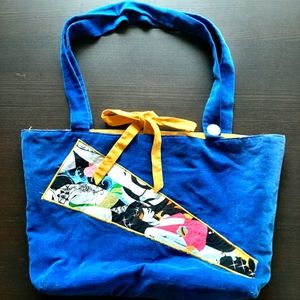 Royal Blue Pop Art Corduroy Tote
